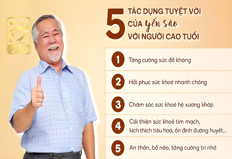 Những công dụng của yến sào đối với người lớn tuổi