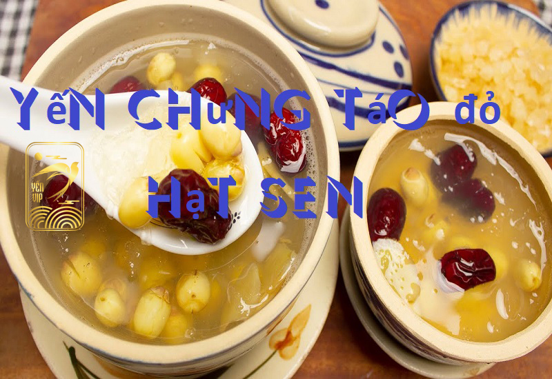 Cách chưng yến táo đỏ hạt sen